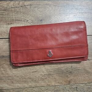 Harbour 2nd Billfold Red Leather Wallet Credit Card Slots Snap Closure